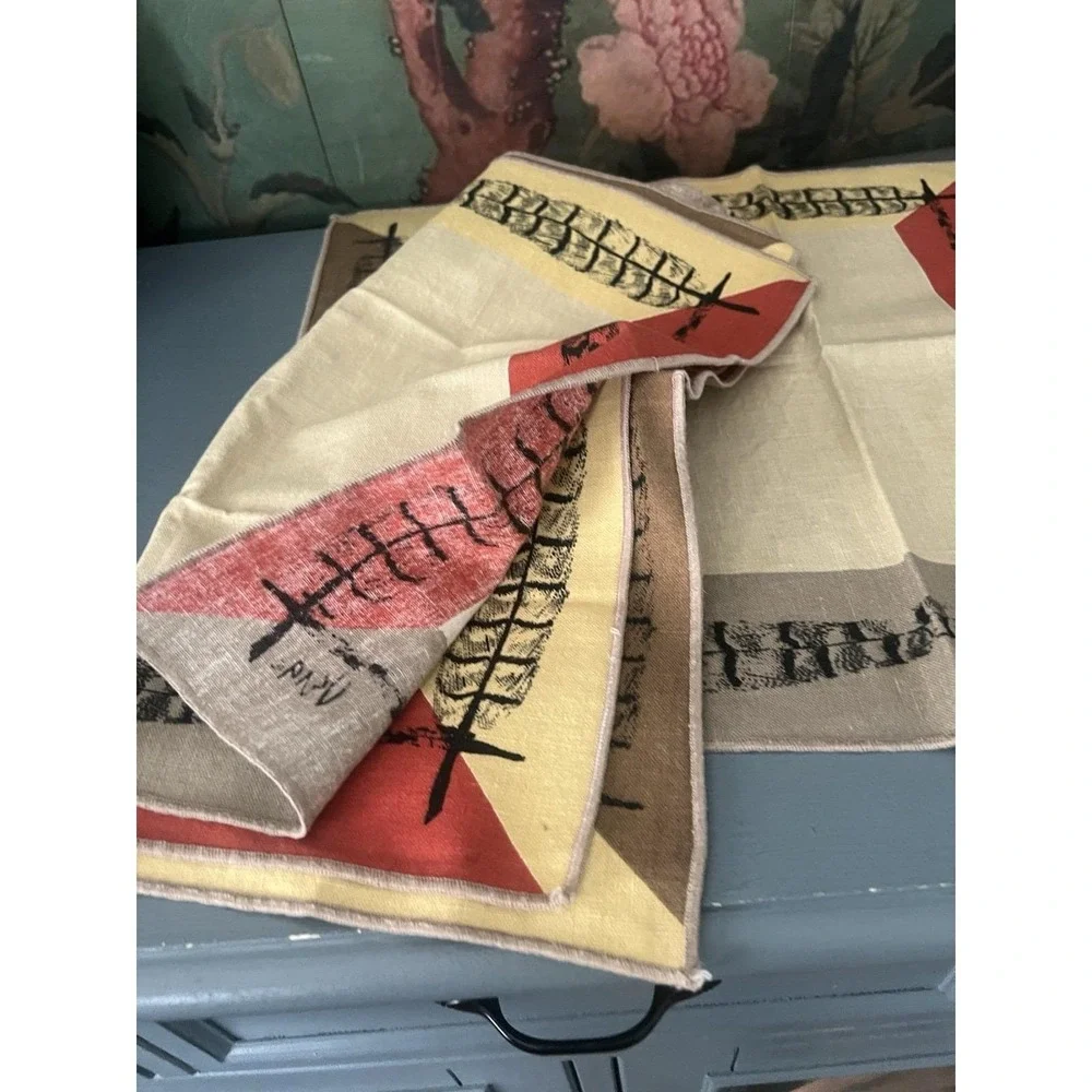 Vintage Vera Neumann Cloth Napkins Set of 4 MCM Abstract Linen 15